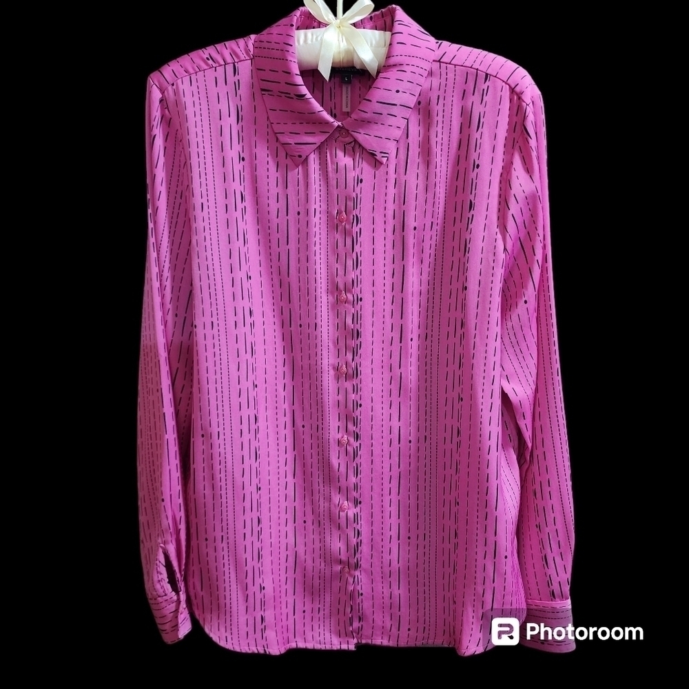 David Lerner New York Evereve Women's Long Sleeve BlouseSize Large Pink Black